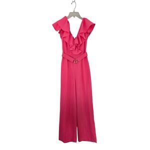 Lilly Pulitzer Cassian Jumpsuit Aura Pink sz 00 $248 Ruffles Vacation Resort